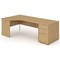 Impulse Panel End Corner Desk with 800mm Pedestal, Left Hand, 1600mm Wide, Oak, Installed