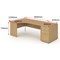 Impulse 1800mm Corner Desk with 800mm Desk High Pedestal, Left Hand, Panel End Leg, Oak