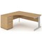 Impulse Plus Corner Desk with 600mm Pedestal, Left Hand, 1600mm Wide, Silver Cable Managed Legs, Oak, Installed