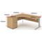 Impulse 1600mm Corner Desk with 600mm Desk High Pedestal, Left Hand, Silver Cable Managed Leg, Oak