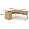 Impulse Plus Corner Desk with 600mm Pedestal, Left Hand, 1800mm Wide, Silver Cable Managed Legs, Oak, Installed