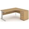 Impulse Plus Corner Desk with 600mm Pedestal, Right Hand, 1600mm Wide, Silver Cable Managed Legs, Oak, Installed