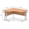 Impulse 1400mm Corner Desk with 800mm Desk High Pedestal, Left Hand, Silver Cable Managed Leg, Oak