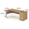 Impulse Plus Corner Desk with 800mm Pedestal, Left Hand, 1600mm Wide, Silver Cable Managed Legs, Oak, Installed