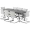 Dynamic High Gloss Writable Boardroom Table, 2400mm, High Gloss Black, Silver Post Leg