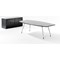 Dynamic High Gloss Writable Boardroom Table, 2400mm, High Gloss Black, Silver Post Leg