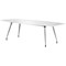 Dynamic High Gloss Writable Boardroom Table, 2400mm, High Gloss White, Silver Post Leg