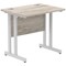Impulse 800mm Slim Rectangular Desk, Silver Cantilever Leg, Grey Oak