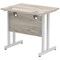 Impulse 800mm Slim Rectangular Desk, Silver Cantilever Leg, Grey Oak