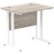Impulse 800mm Slim Rectangular Desk, White Cantilever Leg, Grey Oak