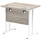 Impulse 800mm Slim Rectangular Desk, White Cantilever Leg, Grey Oak