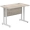 Impulse 1000mm Slim Rectangular Desk, Silver Cantilever Leg, Grey Oak