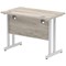 Impulse 1000mm Slim Rectangular Desk, Silver Cantilever Leg, Grey Oak