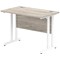 Impulse 1000mm Slim Rectangular Desk, White Cantilever Leg, Grey Oak