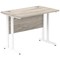 Impulse 1000mm Slim Rectangular Desk, White Cantilever Leg, Grey Oak
