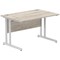 Impulse 1200mm Rectangular Desk, Silver Cantilever Leg, Grey Oak