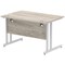 Impulse 1200mm Rectangular Desk, Silver Cantilever Leg, Grey Oak