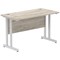 Impulse 1200mm Slim Rectangular Desk, Silver Cantilever Leg, Grey Oak