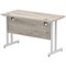 Impulse 1200mm Slim Rectangular Desk, Silver Cantilever Leg, Grey Oak