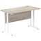 Impulse 1200mm Slim Rectangular Desk, White Cantilever Leg, Grey Oak