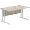 Impulse 1400mm Rectangular Desk, Silver Cantilever Leg, Grey Oak