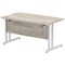 Impulse 1400mm Rectangular Desk, Silver Cantilever Leg, Grey Oak