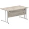 Impulse 1400mm Rectangular Desk, Silver Cantilever Leg, Grey Oak