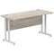 Impulse 1400mm Slim Rectangular Desk, Silver Cantilever Leg, Grey Oak