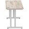 Impulse 1400mm Slim Rectangular Desk, Silver Cantilever Leg, Grey Oak