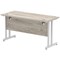Impulse 1400mm Slim Rectangular Desk, Silver Cantilever Leg, Grey Oak