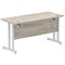 Impulse 1400mm Slim Rectangular Desk, Silver Cantilever Leg, Grey Oak