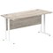 Impulse 1400mm Slim Rectangular Desk, White Cantilever Leg, Grey Oak
