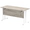 Impulse 1400mm Slim Rectangular Desk, White Cantilever Leg, Grey Oak