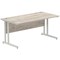 Impulse 1600mm Rectangular Desk, Silver Cantilever Leg, Grey Oak