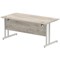 Impulse 1600mm Rectangular Desk, Silver Cantilever Leg, Grey Oak