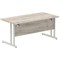 Impulse 1600mm Rectangular Desk, Silver Cantilever Leg, Grey Oak