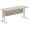 Impulse 1600mm Slim Rectangular Desk, Silver Cantilever Leg, Grey Oak