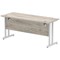 Impulse 1600mm Slim Rectangular Desk, Silver Cantilever Leg, Grey Oak