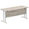Impulse 1600mm Slim Rectangular Desk, Silver Cantilever Leg, Grey Oak