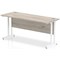 Impulse 1600mm Slim Rectangular Desk, White Cantilever Leg, Grey Oak