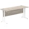 Impulse 1600mm Slim Rectangular Desk, White Cantilever Leg, Grey Oak