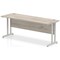 Impulse 1800mm Slim Rectangular Desk, Silver Cantilever Leg, Grey Oak