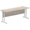 Impulse 1800mm Slim Rectangular Desk, Silver Cantilever Leg, Grey Oak