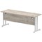 Impulse 1800mm Slim Rectangular Desk, Silver Cantilever Leg, Grey Oak