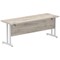 Impulse 1800mm Slim Rectangular Desk, Silver Cantilever Leg, Grey Oak