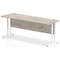 Impulse 1800mm Slim Rectangular Desk, White Cantilever Leg, Grey Oak