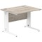 Impulse 1000mm Rectangular Desk, White Cable Managed Leg, Grey Oak