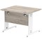 Impulse 1000mm Rectangular Desk, White Cable Managed Leg, Grey Oak