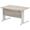 Impulse 1200mm Rectangular Desk, Silver Cable Managed Leg, Grey Oak
