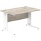 Impulse 1200mm Rectangular Desk, White Cable Managed Leg, Grey Oak